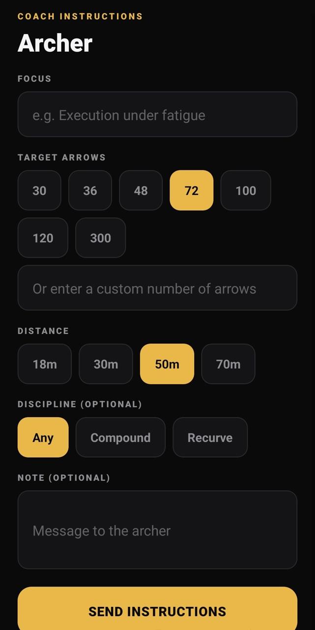 Archer instructions screen